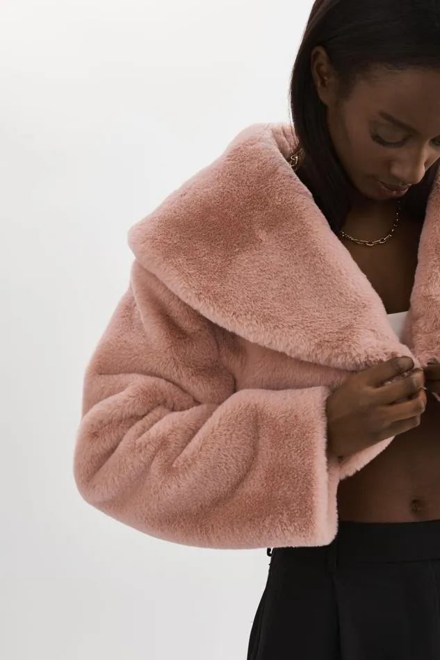 Women DANIKA Faux Fur Crop Jacket Smoky Pink LAMARQUE Faux Fur Women DANIKA Faux Fur Crop Jacket Smoky Pink LAMARQUE Faux Fur