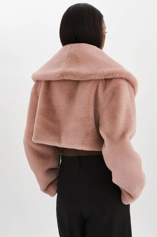 Women DANIKA Faux Fur Crop Jacket Smoky Pink LAMARQUE Faux Fur Women DANIKA Faux Fur Crop Jacket Smoky Pink LAMARQUE Faux Fur