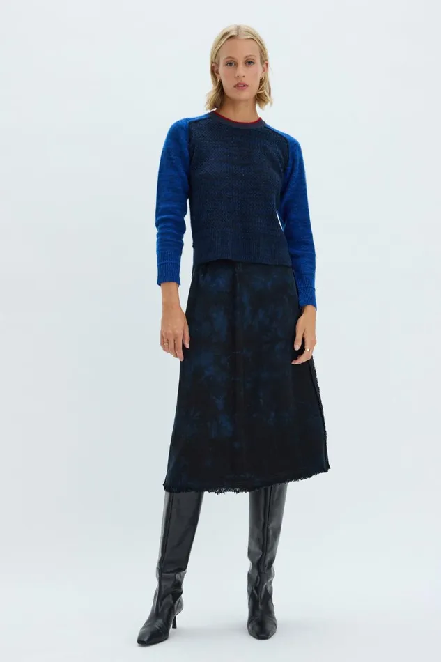 Women Dark Indigo Denim Aurora Skirt Raquel Allegra Bottoms