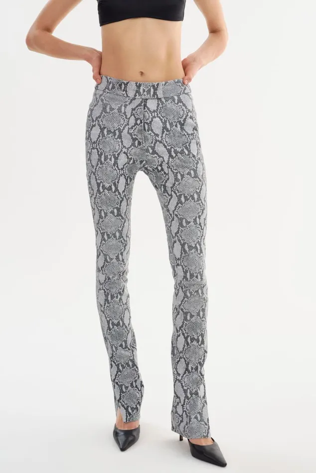 Women DAWN Stretch Leather Pants Slate Snake Print LAMARQUE Pants and Shorts Women DAWN Stretch Leather Pants Slate Snake Print LAMARQUE Pants and Shorts
