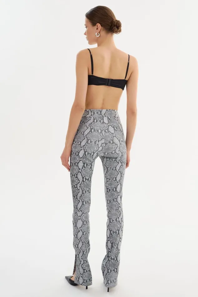Women DAWN Stretch Leather Pants Slate Snake Print LAMARQUE Pants and Shorts Women DAWN Stretch Leather Pants Slate Snake Print LAMARQUE Pants and Shorts