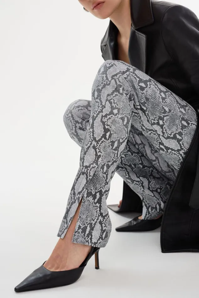 Women DAWN Stretch Leather Pants Slate Snake Print LAMARQUE Pants and Shorts Women DAWN Stretch Leather Pants Slate Snake Print LAMARQUE Pants and Shorts