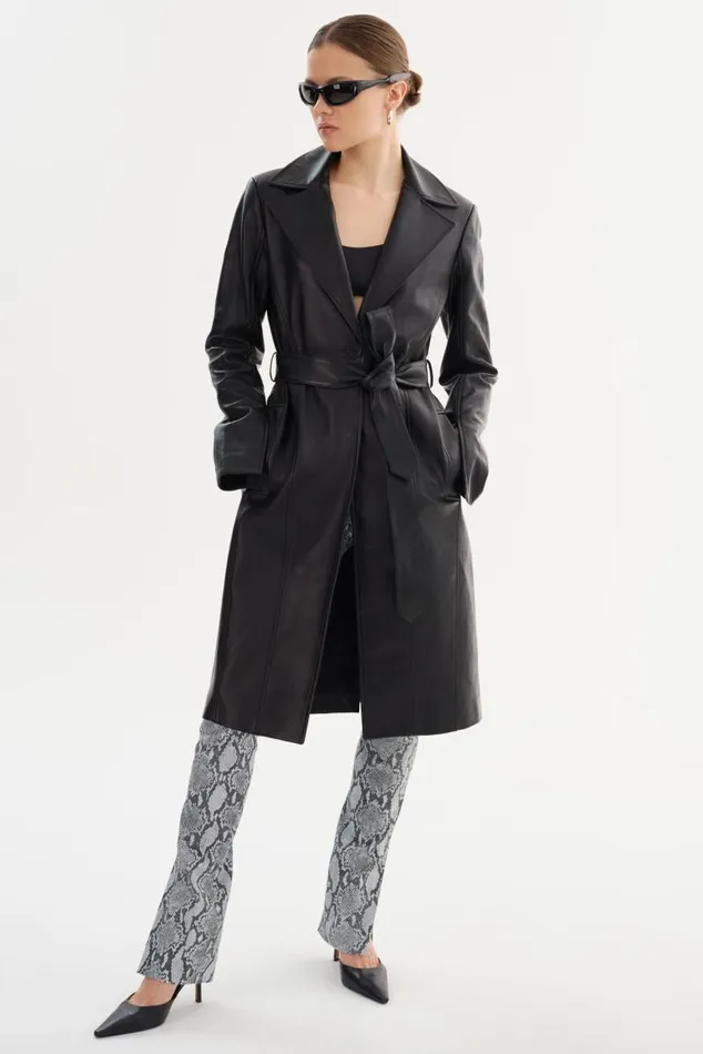 Women DAWN Stretch Leather Pants Slate Snake Print LAMARQUE Pants and Shorts Women DAWN Stretch Leather Pants Slate Snake Print LAMARQUE Pants and Shorts