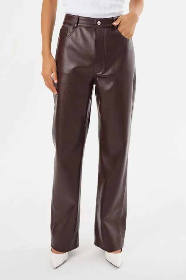Women DEMORA Recycled Leather Pants Mahogany LAMARQUE Pants and Shorts Women DEMORA Recycled Leather Pants Mahogany LAMARQUE Pants and Shorts