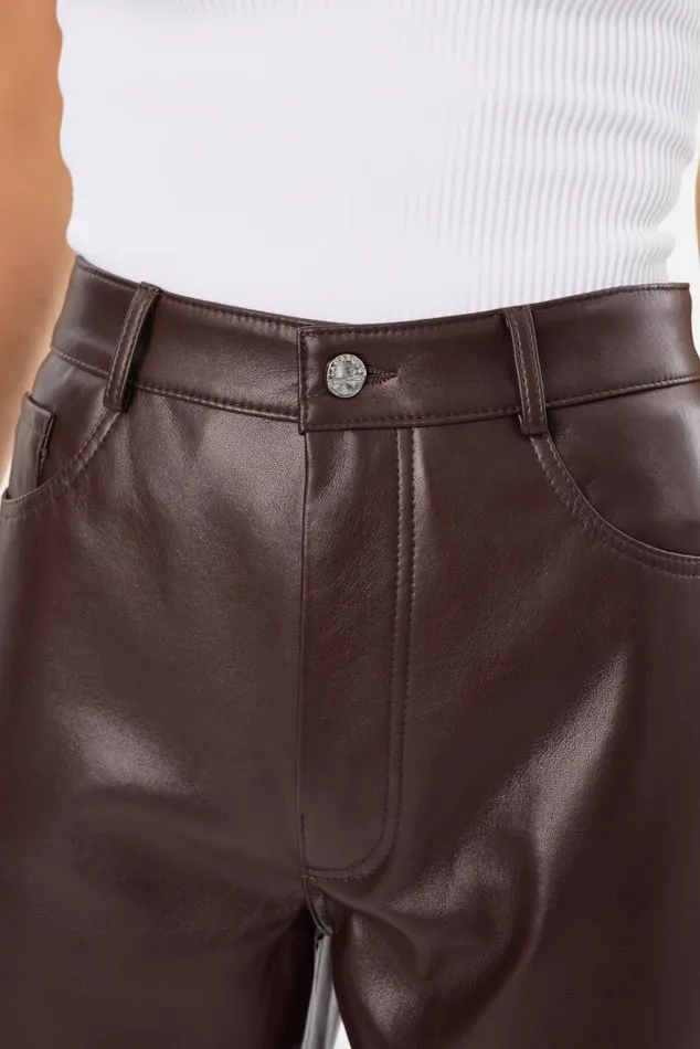 Women DEMORA Recycled Leather Pants Mahogany LAMARQUE Pants and Shorts Women DEMORA Recycled Leather Pants Mahogany LAMARQUE Pants and Shorts