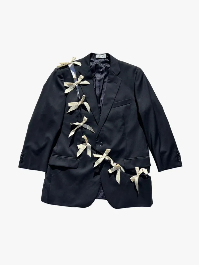 Women Diagonal CutOut Blazer Black Measuring Tape Lisa Says Gah Jackets Outerwear