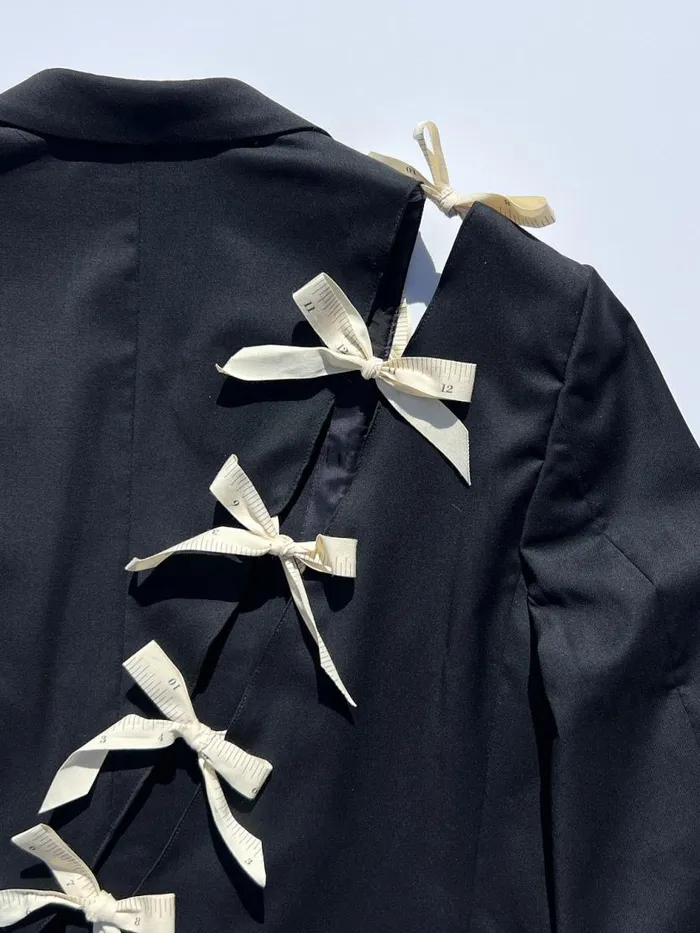 Women Diagonal CutOut Blazer Black Measuring Tape Lisa Says Gah Jackets Outerwear