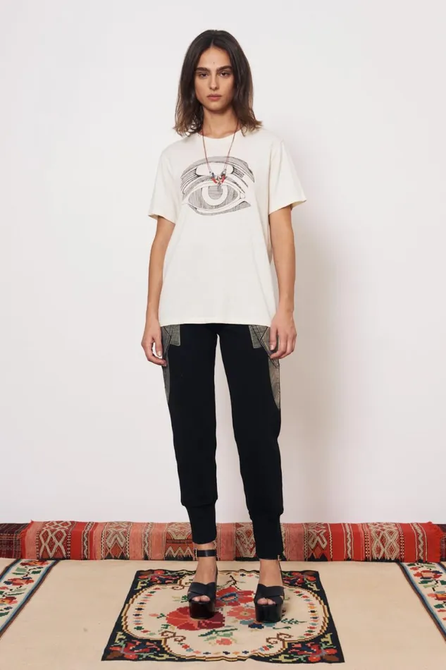 Women Dirty White Betty Tee With Evil Eye Raquel Allegra Tops