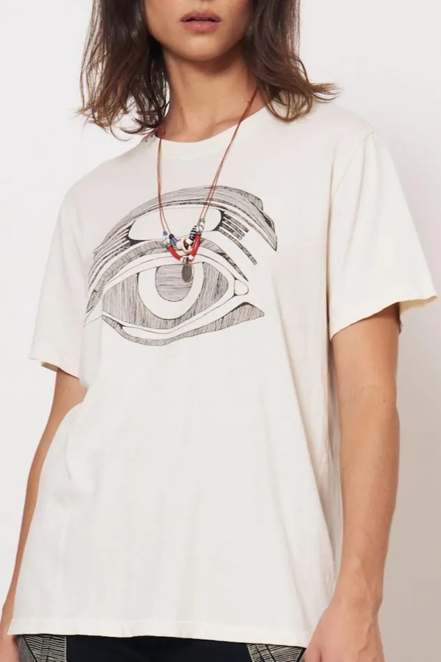Women Dirty White Betty Tee With Evil Eye Raquel Allegra Tops