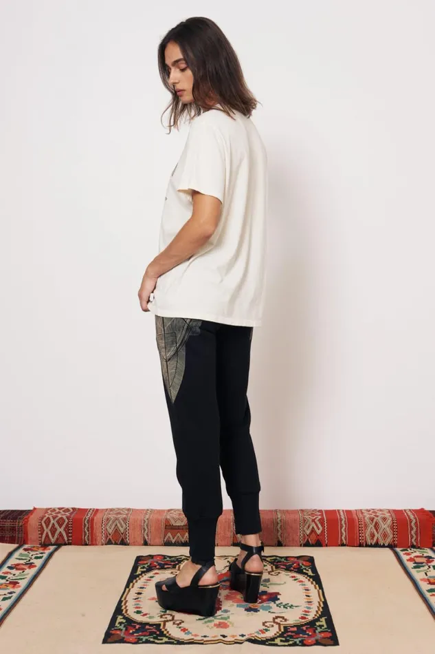 Women Dirty White Betty Tee With Evil Eye Raquel Allegra Tops