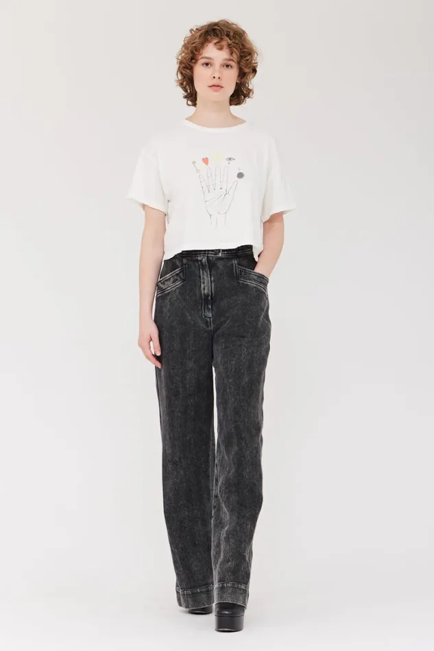 Women Dirty White Cosmic Hand Claudia Top Raquel Allegra TShirts