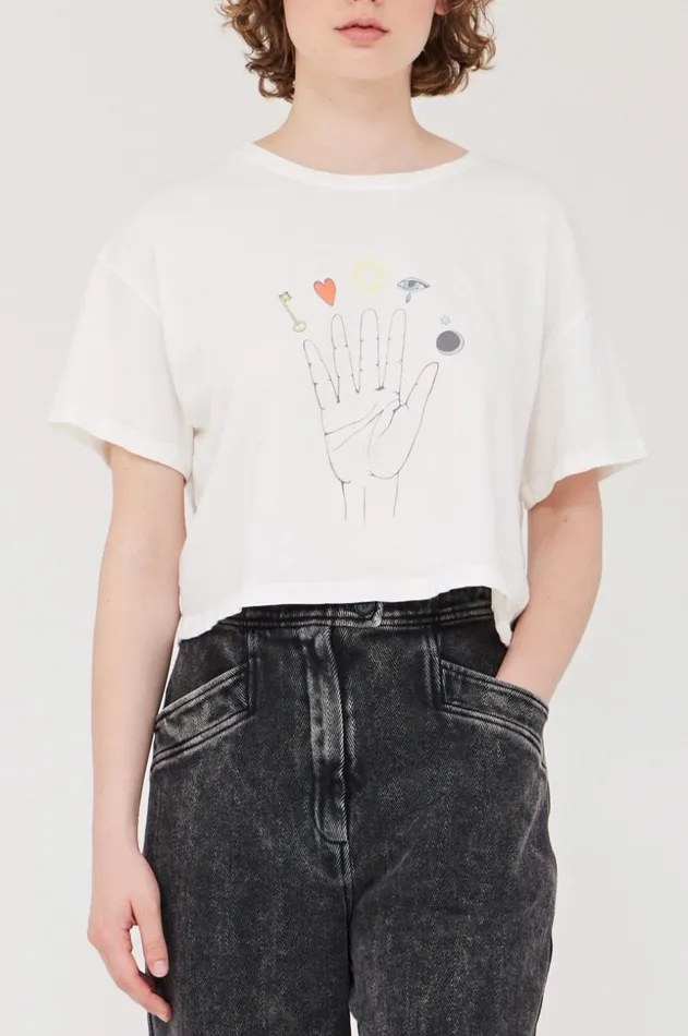 Women Dirty White Cosmic Hand Claudia Top Raquel Allegra TShirts