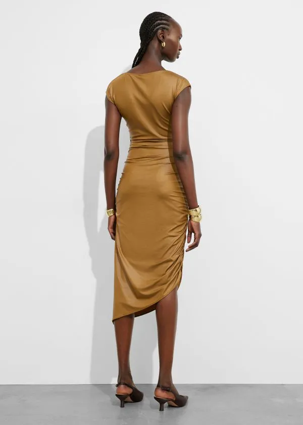 Women Dresses and Other Stories Draped Midi Dress Mustard