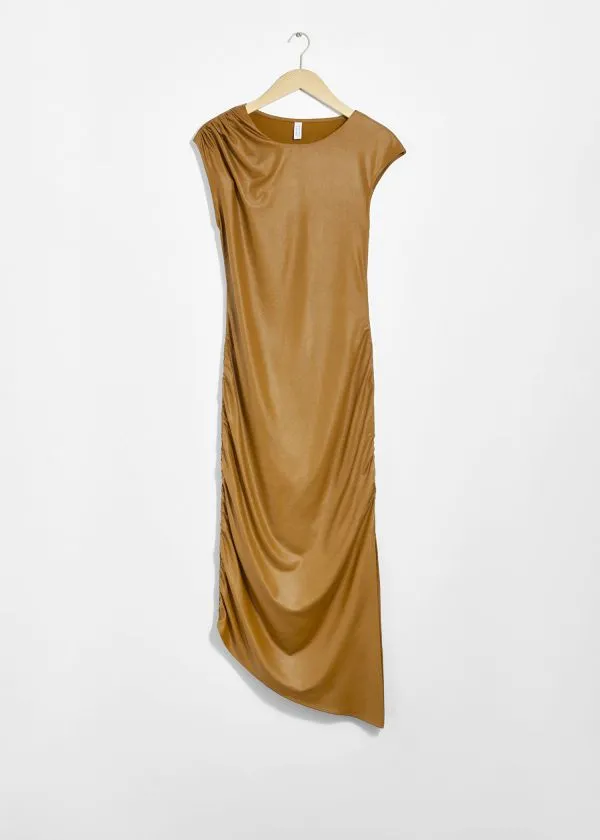 Women Dresses and Other Stories Draped Midi Dress Mustard