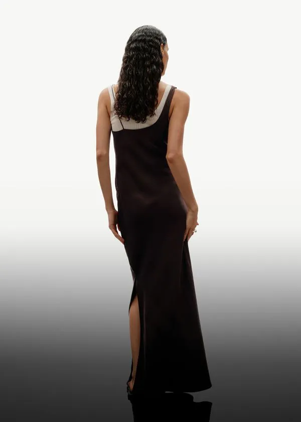 Women Dresses and Other Stories Draped Silk Midi Dress Brown