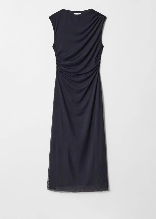 Women Dresses and Other Stories Draped Sleeveless Midi Dress Dark Blue