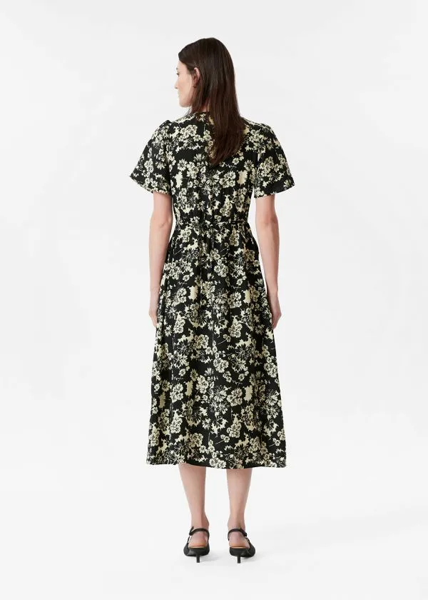 Women Dresses and Other Stories FlutterSleeve Midi Dress Black Print