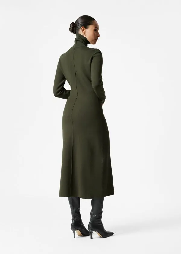 Women Dresses and Other Stories Knitted RollNeck Midi Dress Dark Green