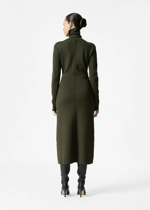 Women Dresses and Other Stories Knitted RollNeck Midi Dress Dark Green