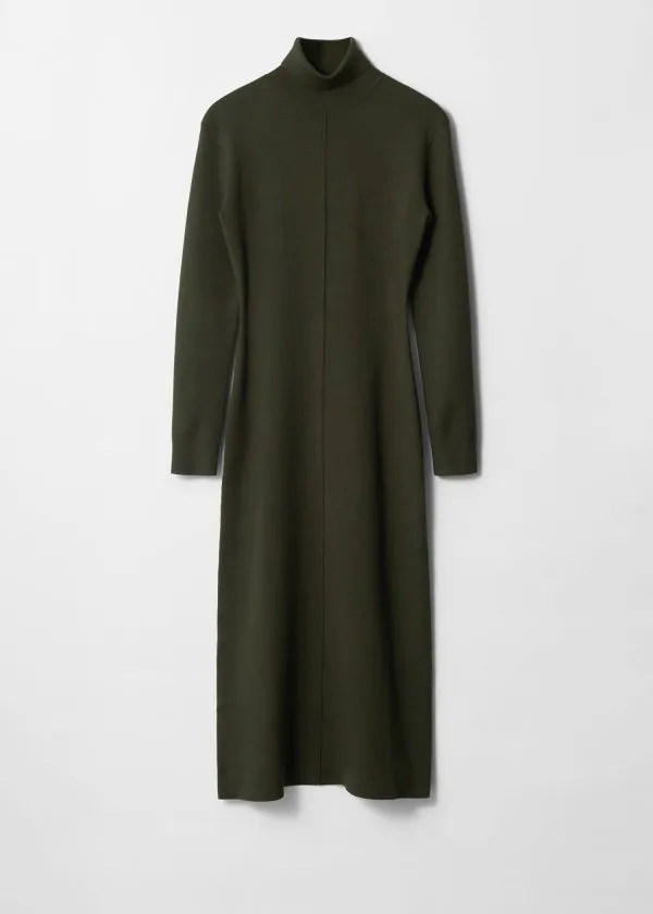 Women Dresses and Other Stories Knitted RollNeck Midi Dress Dark Green