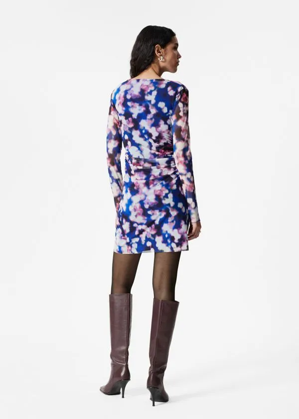 Women Dresses and Other Stories LongSleeve Draped Mini Dress Floral