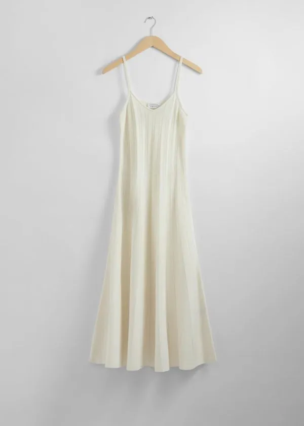 Women Dresses and Other Stories Pleated Strappy Midi Dress Cream