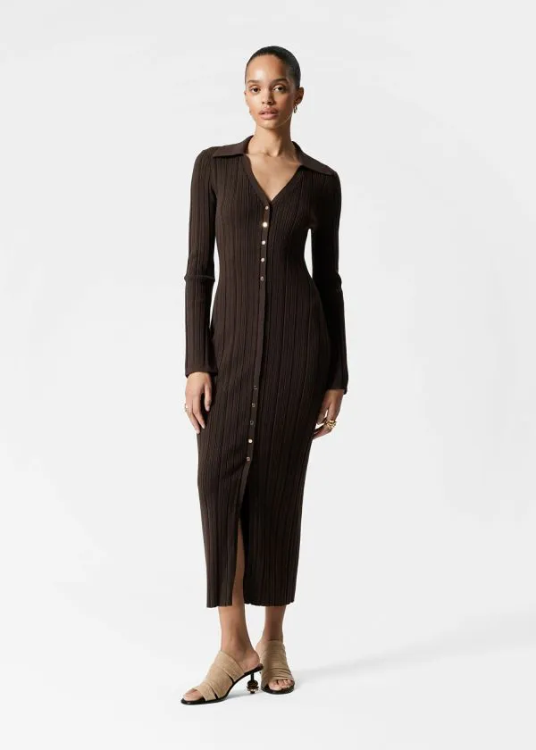 Women Dresses and Other Stories RibKnit Wool Maxi Dress Brown