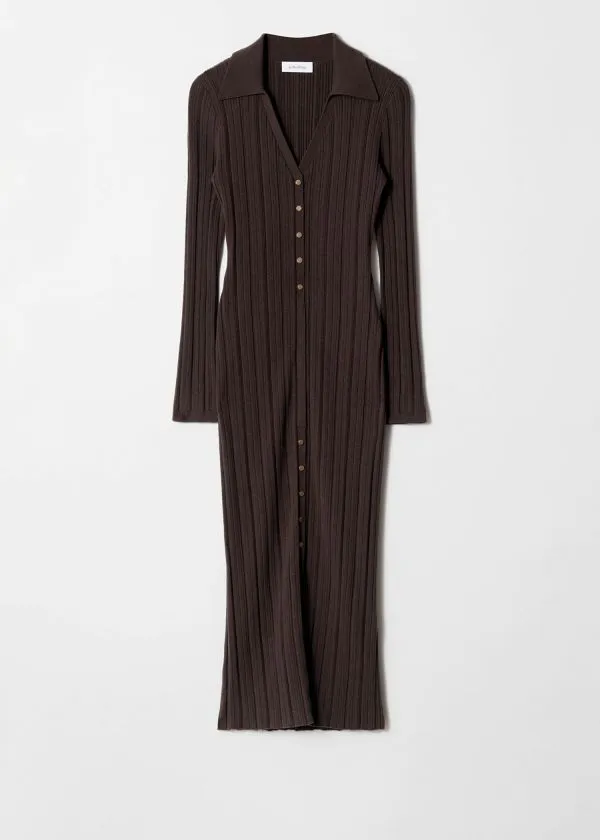 Women Dresses and Other Stories RibKnit Wool Maxi Dress Brown