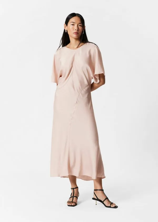 Women Dresses and Other Stories Satin Midi Dress Peach