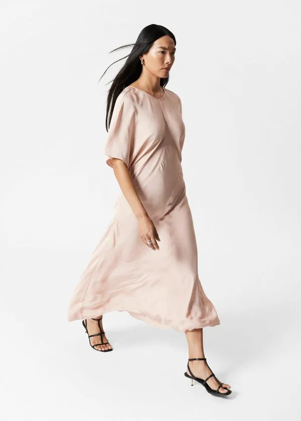 Women Dresses and Other Stories Satin Midi Dress Peach
