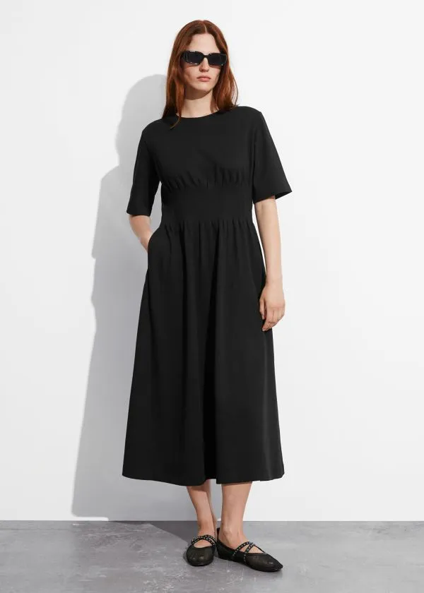 Women Dresses and Other Stories ShortSleeve Midi Dress Black