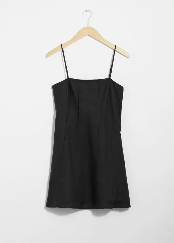 Women Dresses and Other Stories Strappy Linen Mini Dress Black