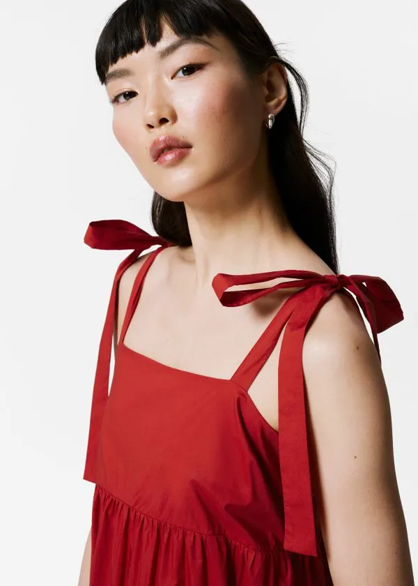 Women Dresses and Other Stories Tiered TieStrap Midi Dress Red Women Dresses and Other Stories Tiered TieStrap Midi Dress Red