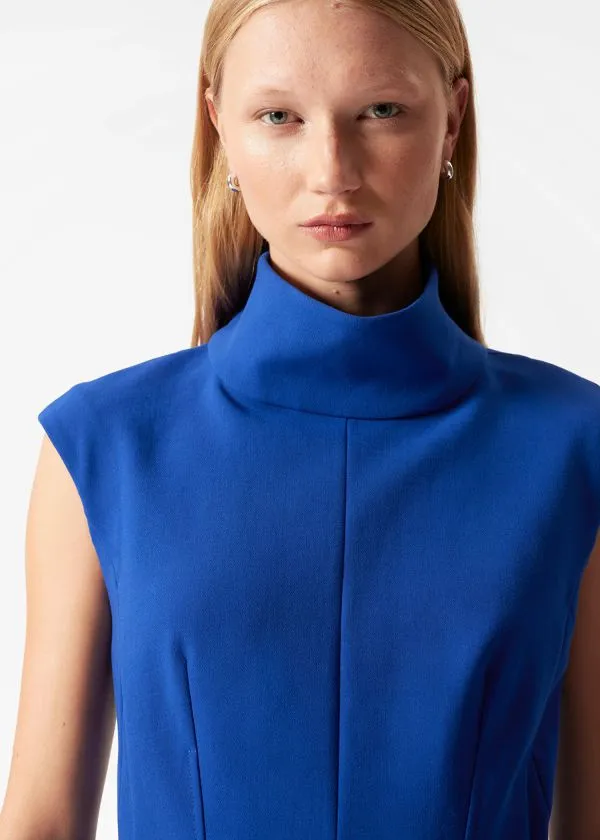 Women Dresses and Other Stories Turtleneck Pleated Mini Dress Royal Blue