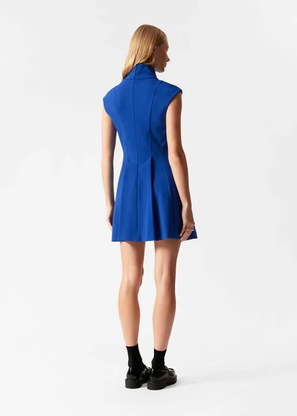 Women Dresses and Other Stories Turtleneck Pleated Mini Dress Royal Blue