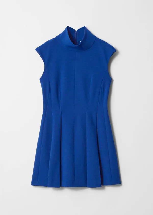 Women Dresses and Other Stories Turtleneck Pleated Mini Dress Royal Blue