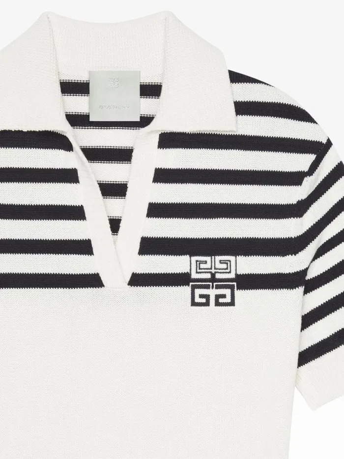 Women Dresses Givenchy 4G Striped Polo Dress In Wool And Cotton Whitenavy