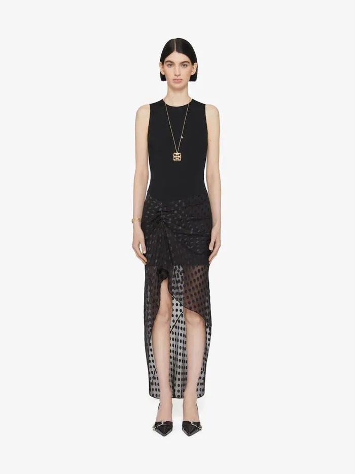 Women Dresses Givenchy Draped Dress In Jersey And Polka Dots Dvor Satin Black