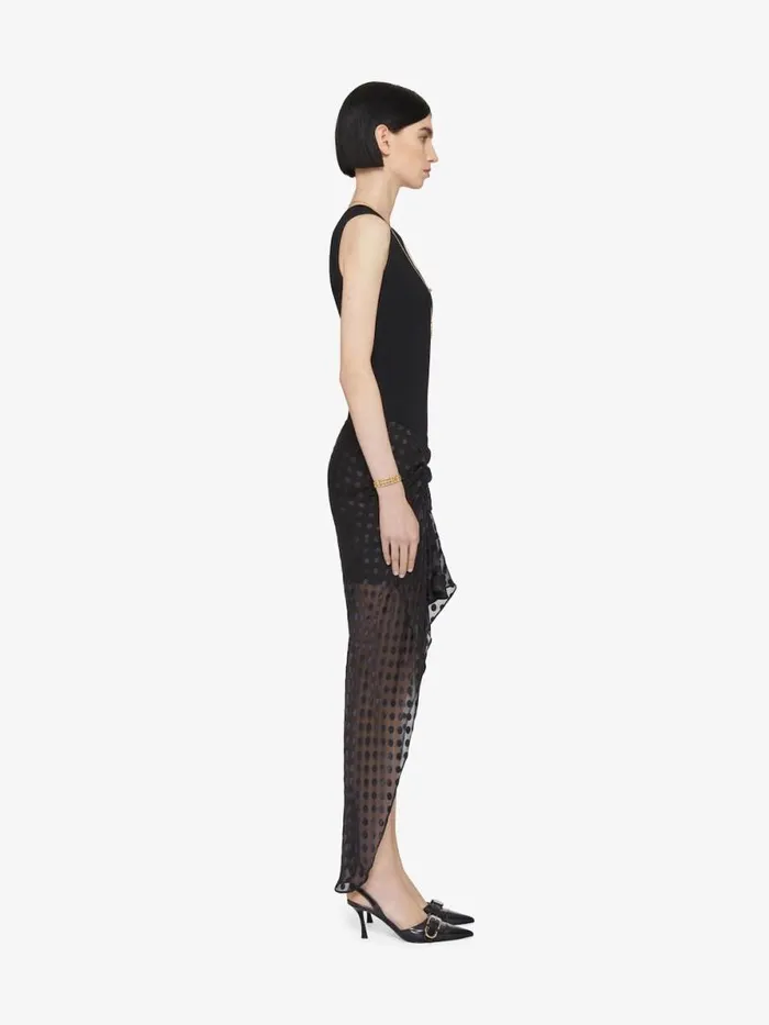 Women Dresses Givenchy Draped Dress In Jersey And Polka Dots Dvor Satin Black