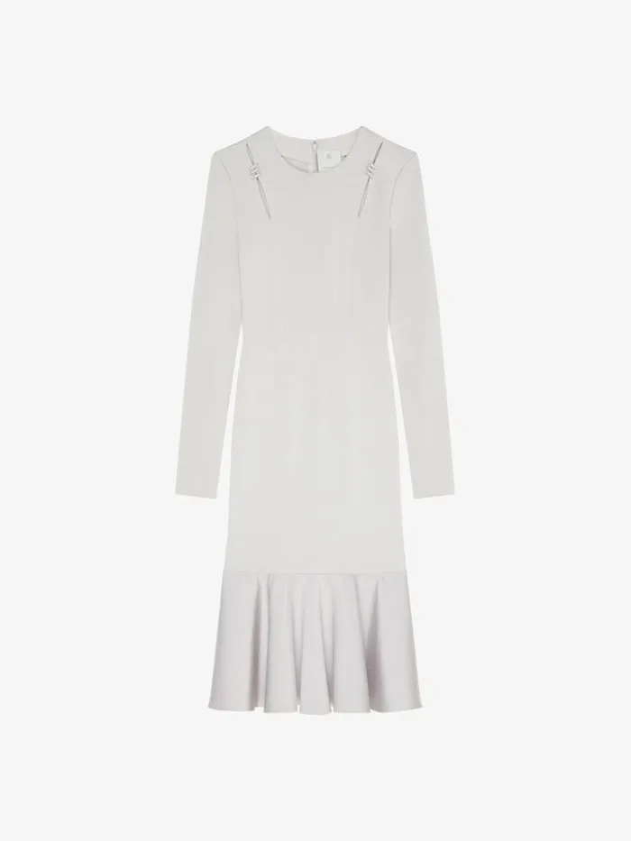 Women Dresses Givenchy Dress In Punto Milano With Crystals Pearl Grey