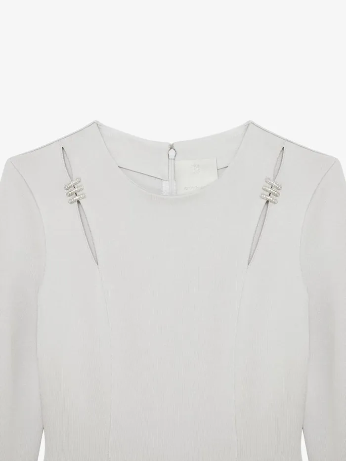 Women Dresses Givenchy Dress In Punto Milano With Crystals Pearl Grey Women Dresses Givenchy Dress In Punto Milano With Crystals Pearl Grey