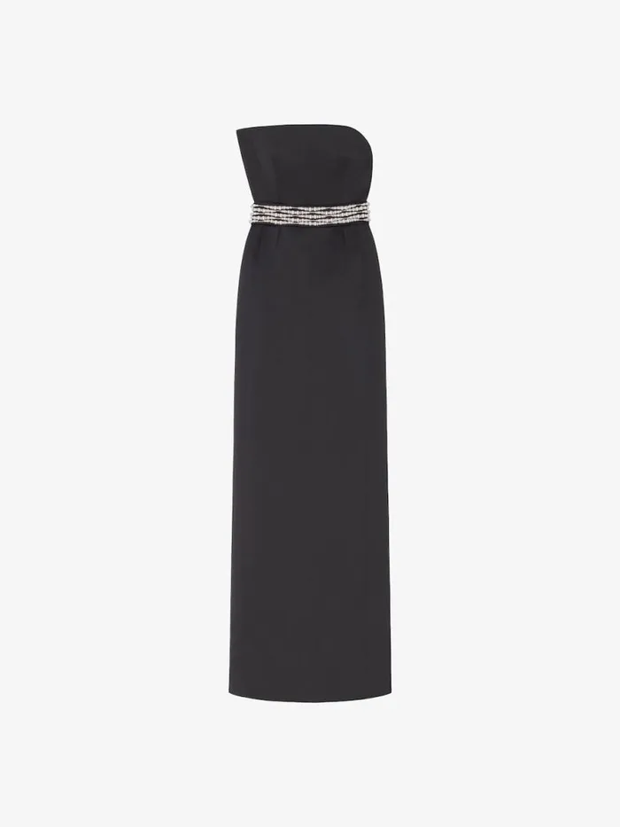 Women Dresses Givenchy Evening Bustier Dress In Satin With Pearl Belt Black