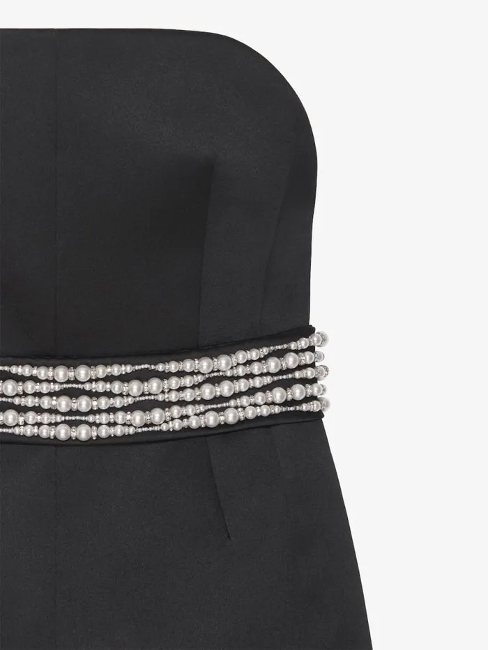 Women Dresses Givenchy Evening Bustier Dress In Satin With Pearl Belt Black