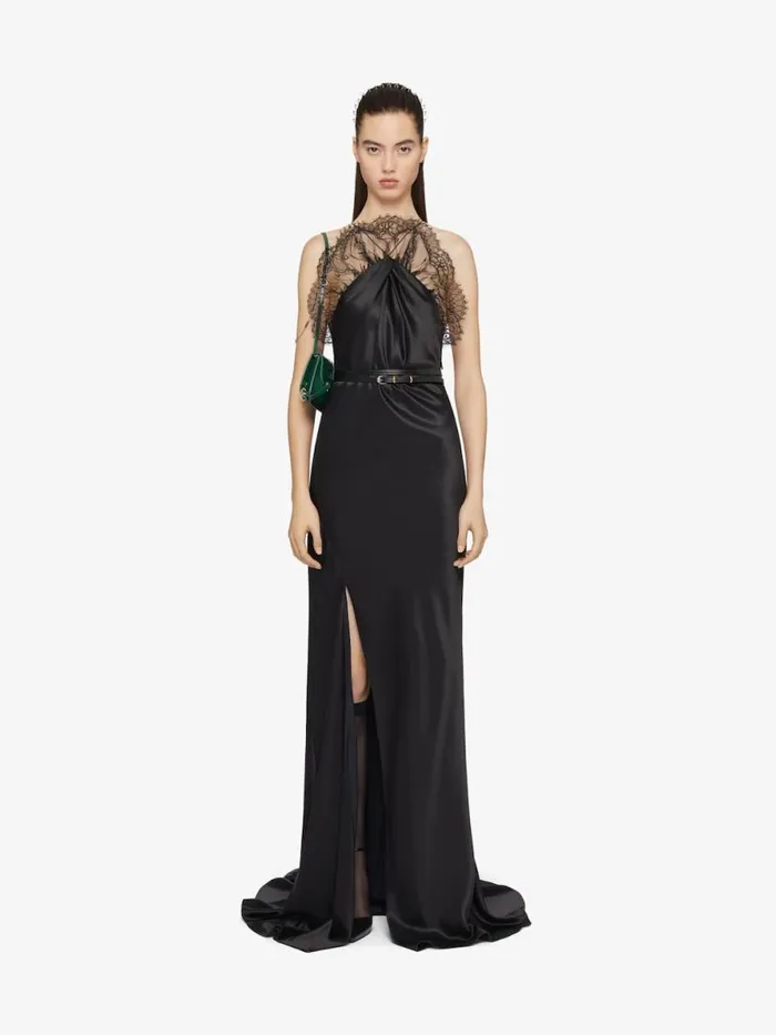 Women Dresses Givenchy Evening Dress In Satin With Lace Black