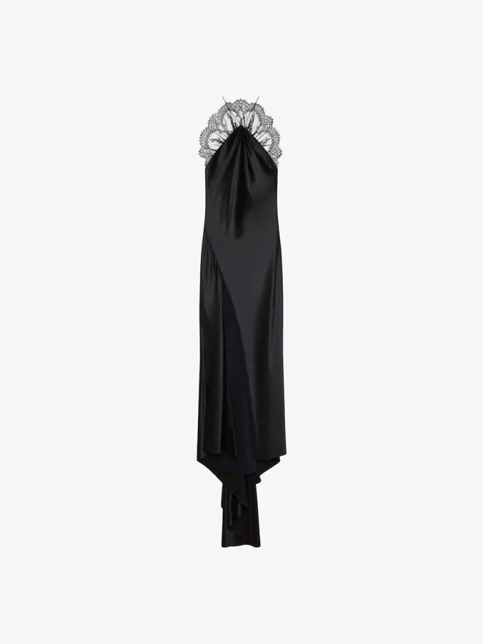 Women Dresses Givenchy Evening Dress In Satin With Lace Black