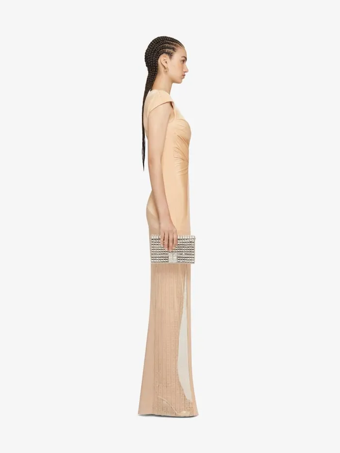 Women Dresses Givenchy Evening Satin Dress And 4G Lace Tan