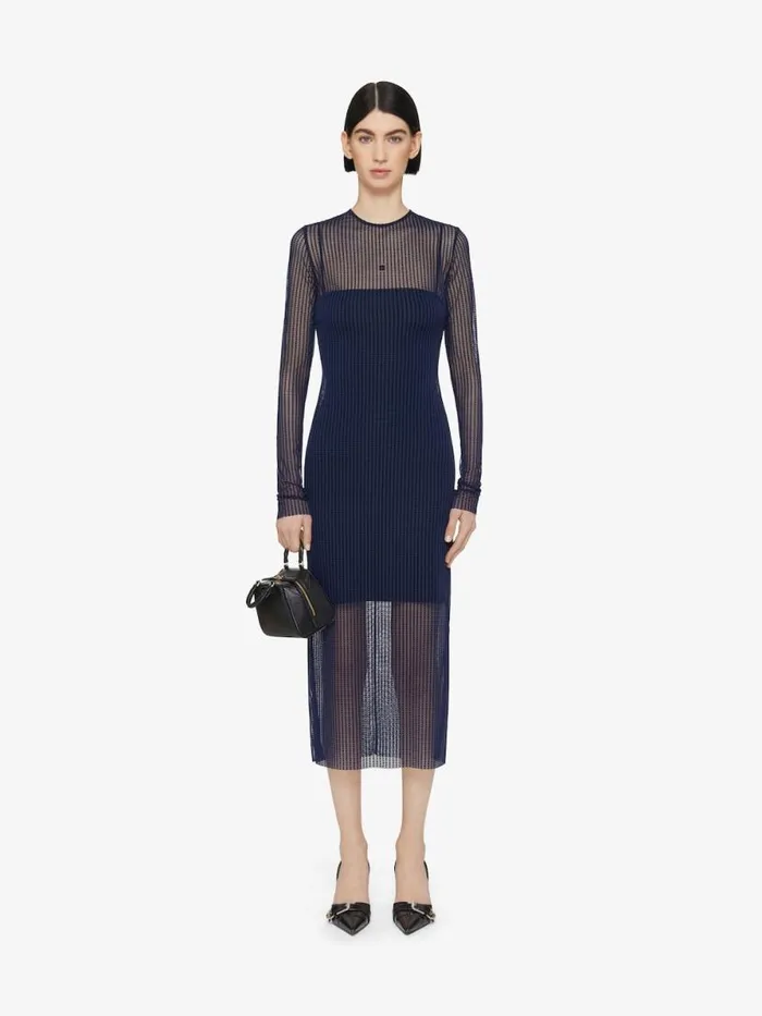Women Dresses Givenchy Polka Dots Dress In Tulle Navy