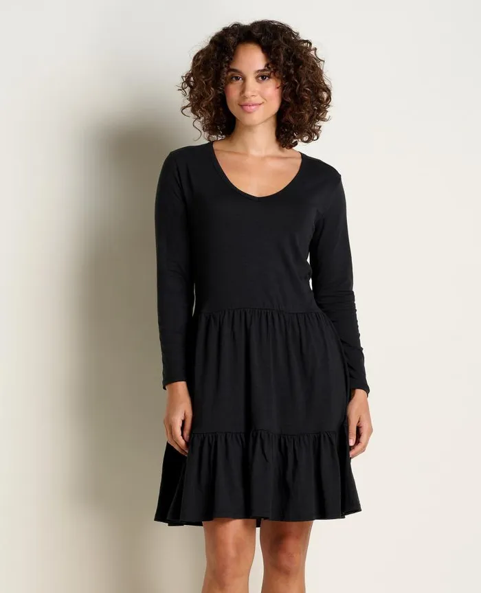 Women Dresses Toad and Co Marley Tiered Long Sleeve Dress Black
