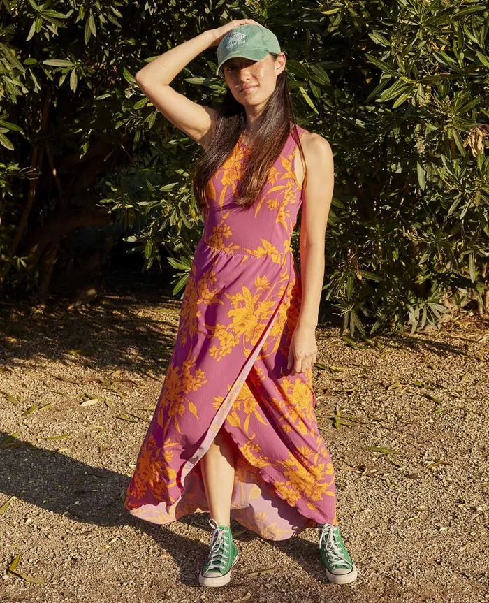 Women Dresses Toad and Co Sunkissed Maxi Dress Flame Leaf Texture Print