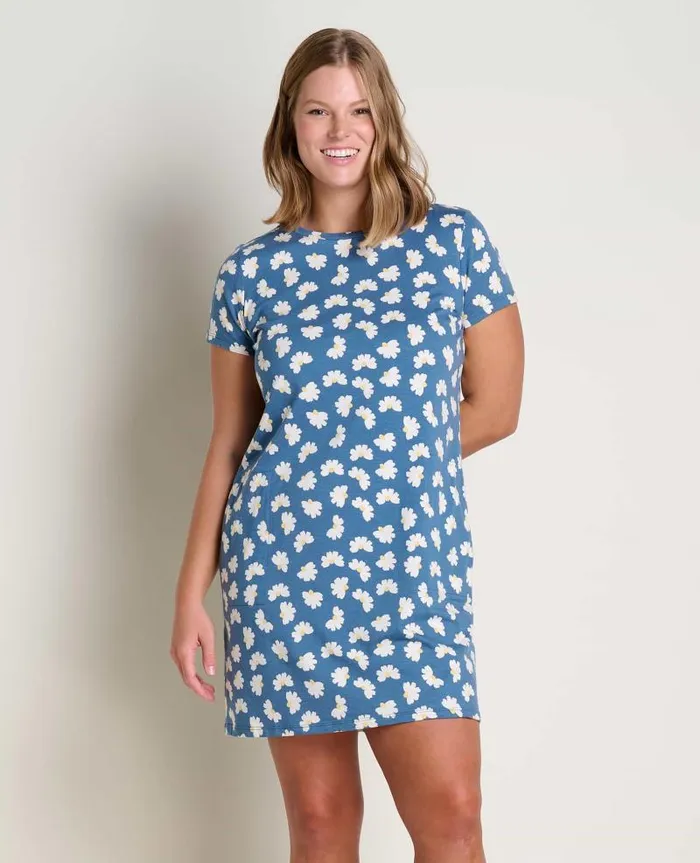 Women Dresses Toad and Co Windmere II Short Sleeve Dress Pacific Half Daisy Print